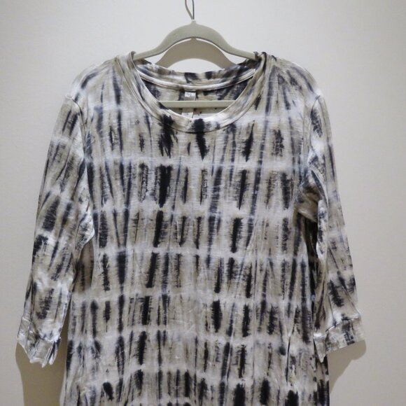 GILDA MIDANI Maria Maxi Dress in Black White Tie Dye Lagenlook Artsy Boho NWT - Picture 4 of 15